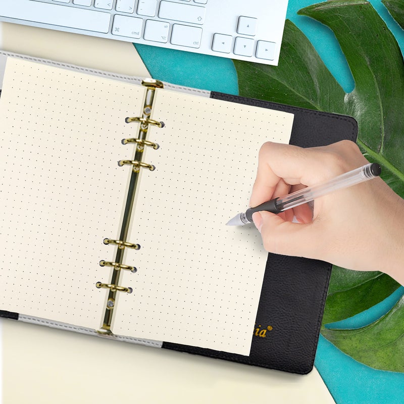 هارفيا إعادة تعبئة دفتر ملاحظات حلزوني 6 حلقات إعادة تعبئة لـ Filofax/الورقة الشخصية المنقطة 45 ورقة/90 صفحة 100 جرام في المتر المربع جودة Harphia (A6 3.74 × 6.77 بوصة Dotmattrix) - Image 2